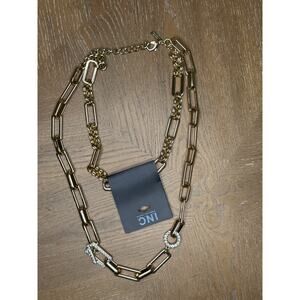 INC International Concepts Gold-Tone Crystal Chain Necklace New